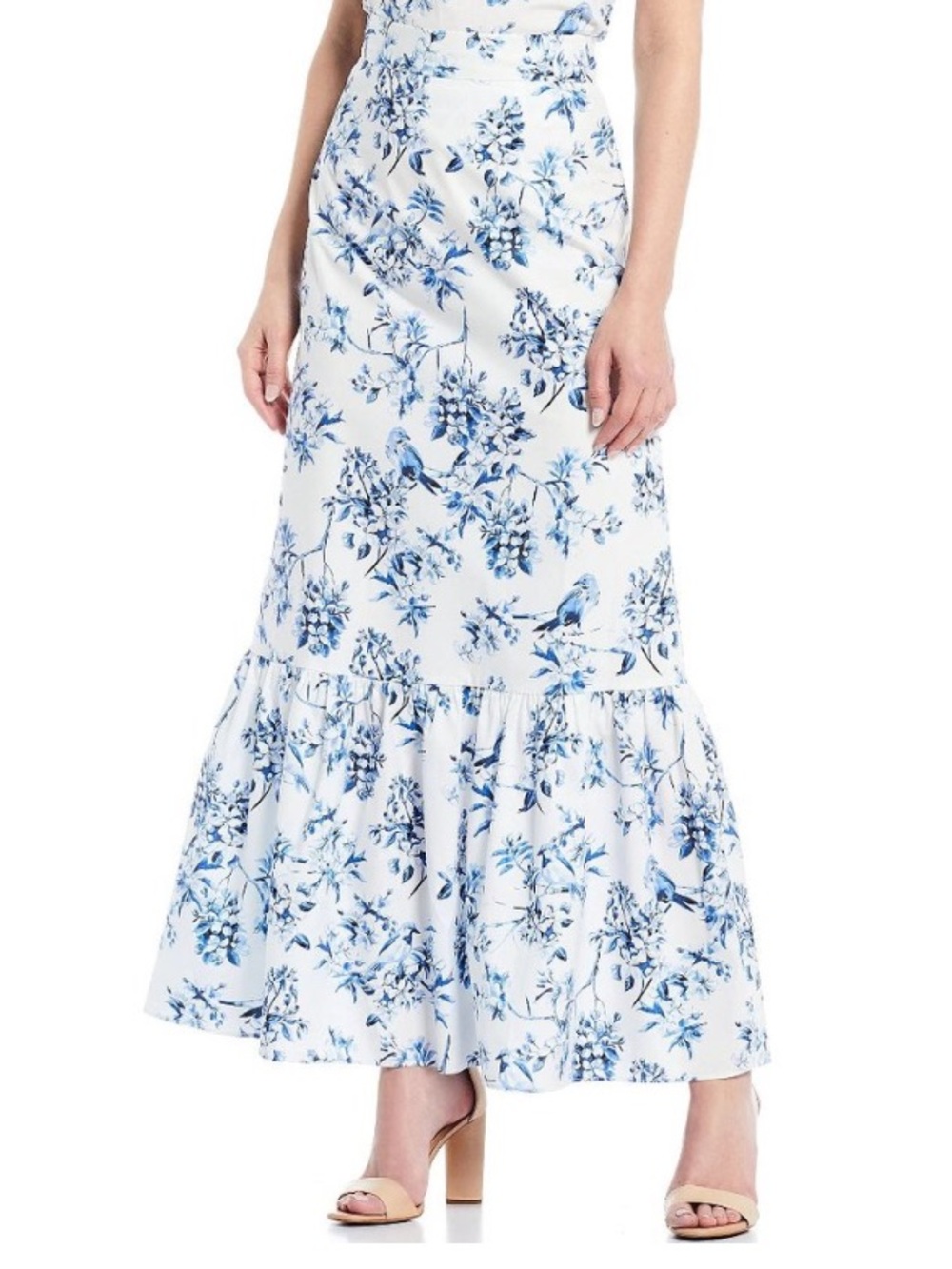 Antonio Melani x Born on Fifth White & Blue Hannah Floral Poplin Maxi Skirt - Picture 6 of 8